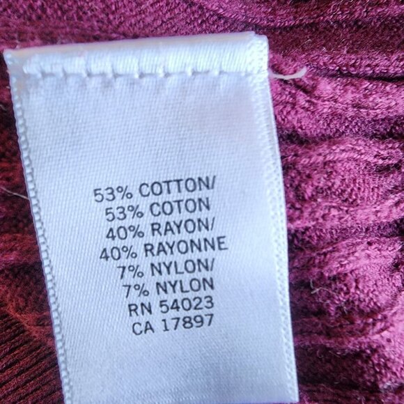 Banana Republic Cable Knit Sweater Burgundy Long Sleeve Scoop Neck Women Large - Picture 6 of 9